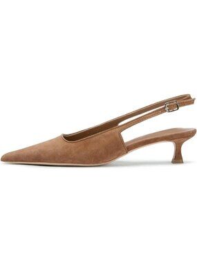 Women's Apricot Pointed Toe Slingback Kitten Low Heels Pointed Toe Shoes